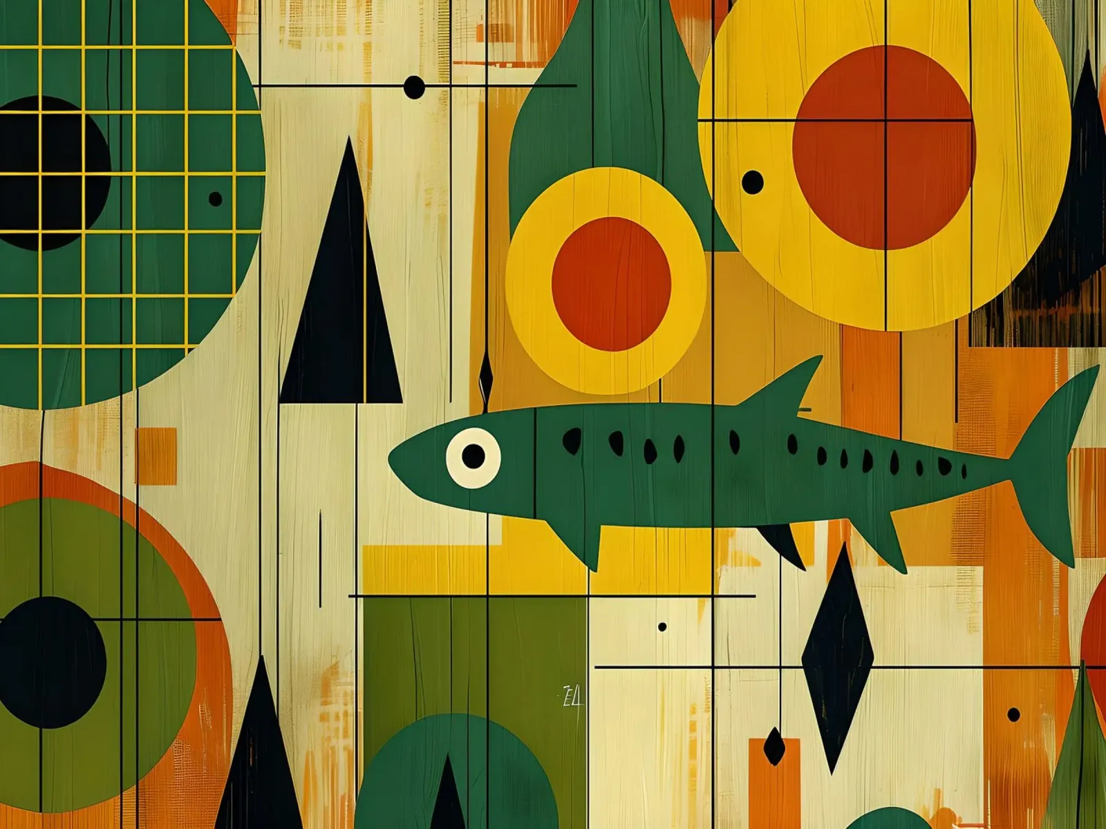 Abstract Mid-Century Modern Fish Art backlit film by 🥝 KIWI STORE
