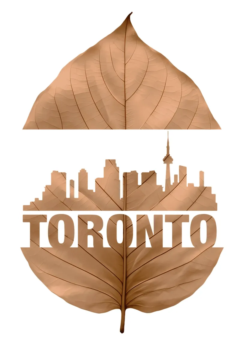 ilustrazione di taglio della foglia dello skyline della città di toronto tela con Cornice a cassetta da kahfiza