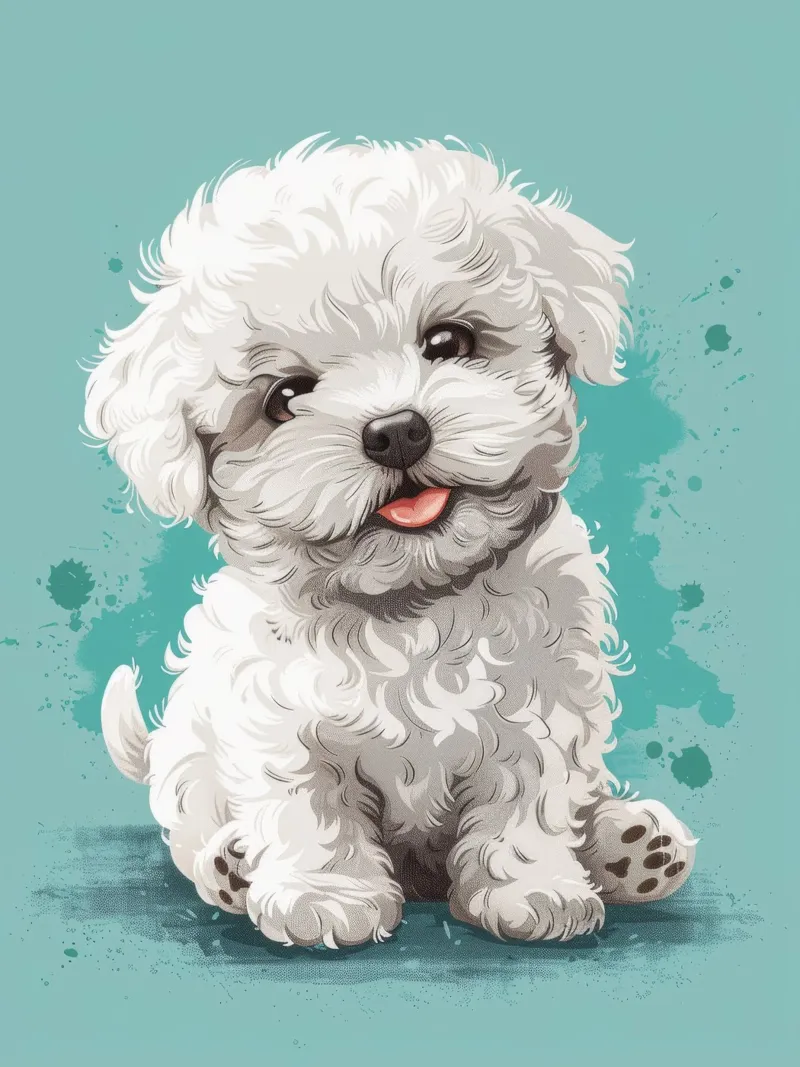 Un soffice compagno: L'adorabile fascino di un Bichon Frise pellicola backlit da DesignDoodle