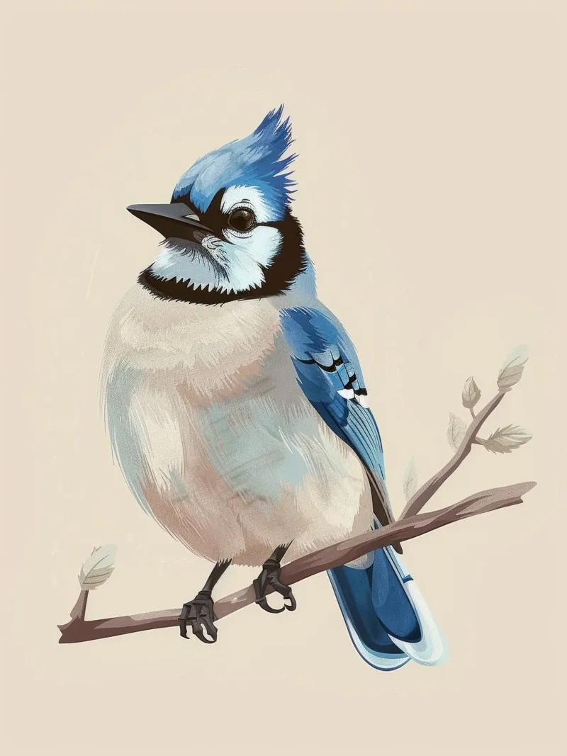 Sérénité en bleu : Un geai bleu élégant dans la nature hahnemühle de DesignDoodle