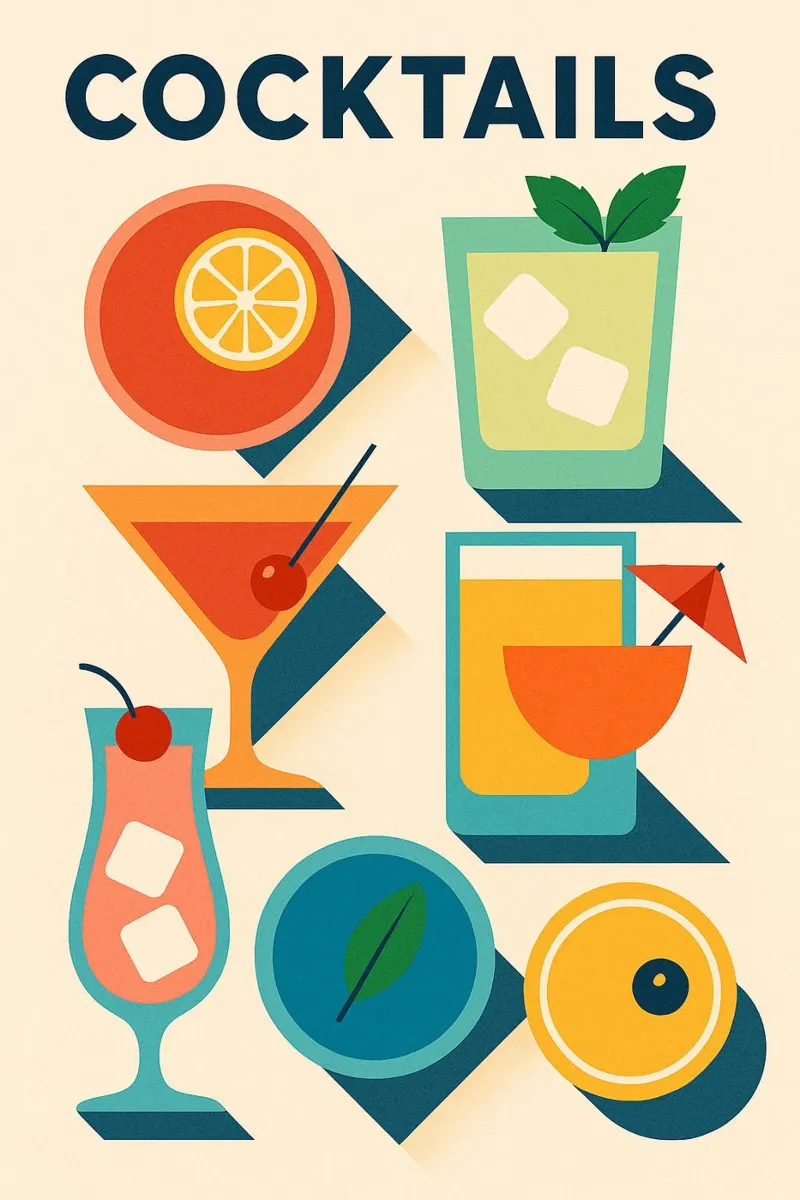 COCKTAILS - Il poster cocktail di design con sfumature grafiche poster da Boissons - Affiches & posters - Retro