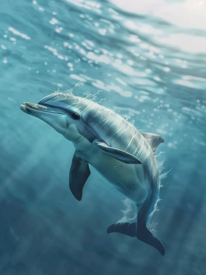 Der freudige Delphin: Der Tanz unter den Wellen Backlit Folie von DesignDoodle