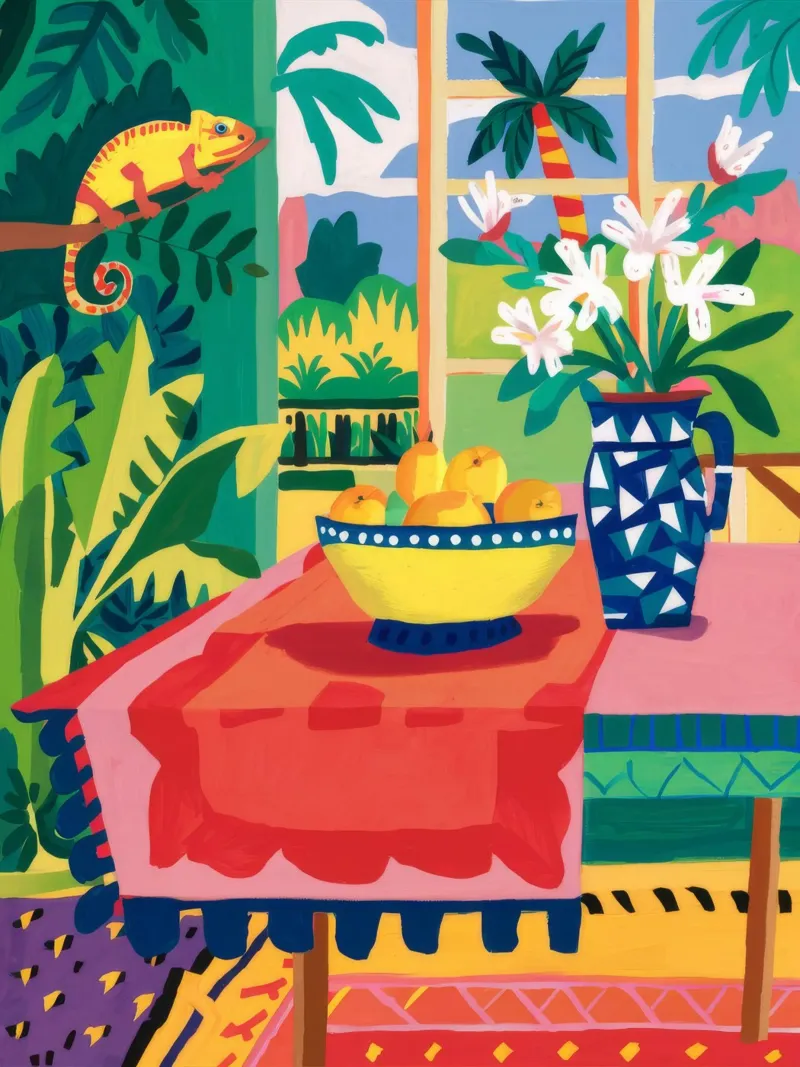 Window Jungle Stillness canvas with Floater frame by Pan Denim