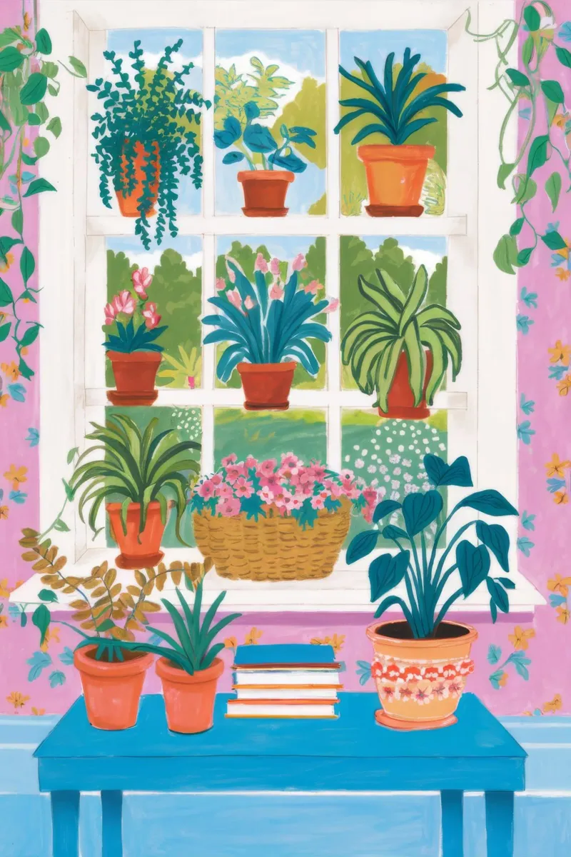 Window Box Garden canvas with Floater frame by FadeAura