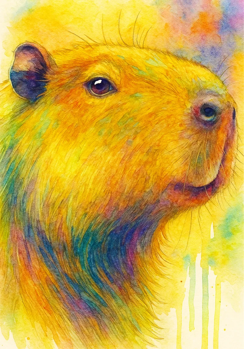 capybara colorfull painting hahnemühle by toegoe