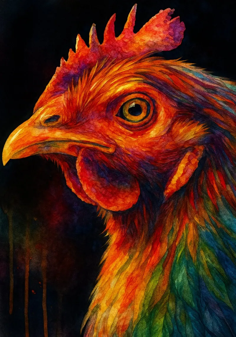pollo pittura colorata plexiglass da toegoe