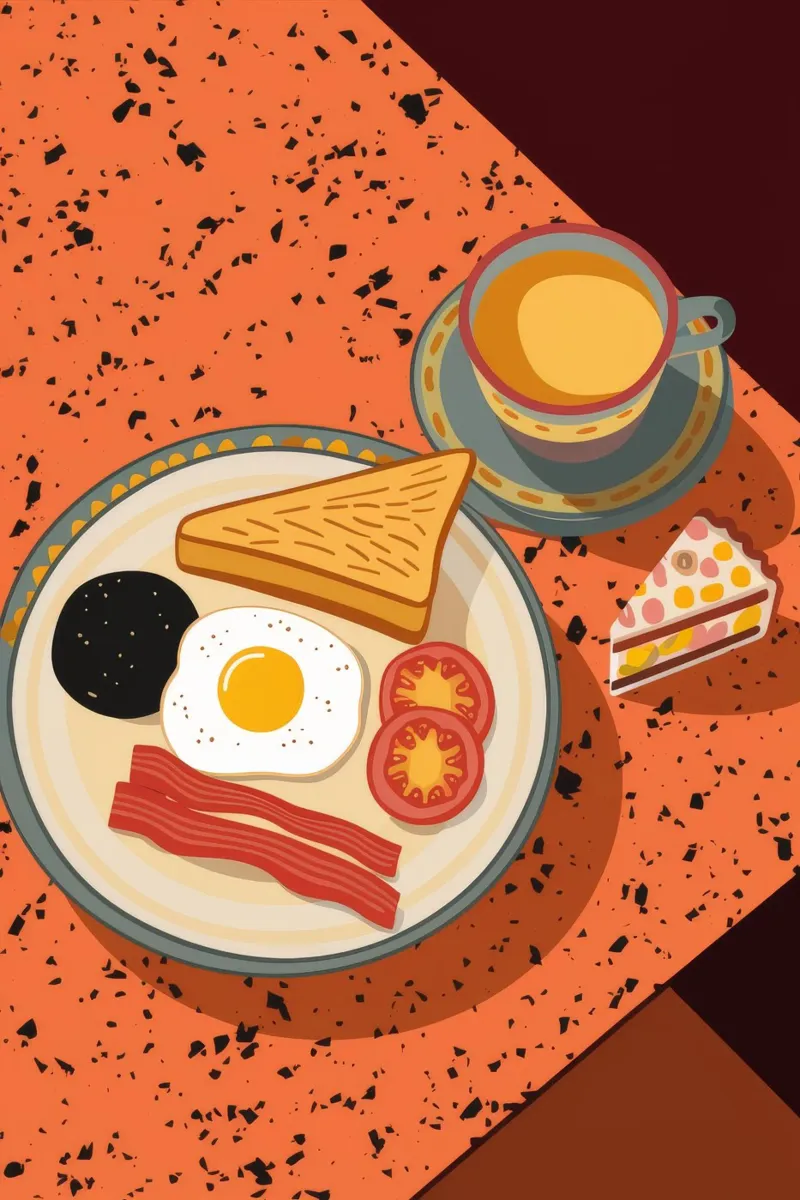 Colazione con uova e pancetta pellicola backlit da Muse Artworks
