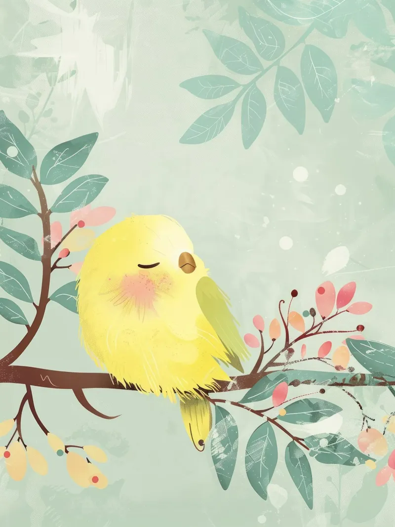 Incantevole Budgie addormentato, esplosione colorata di bellezza piumata pellicola backlit da DesignDoodle