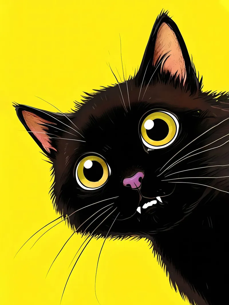Gatto nero vampiro con occhi gialli pellicola backlit da 🥝 KIWI STORE