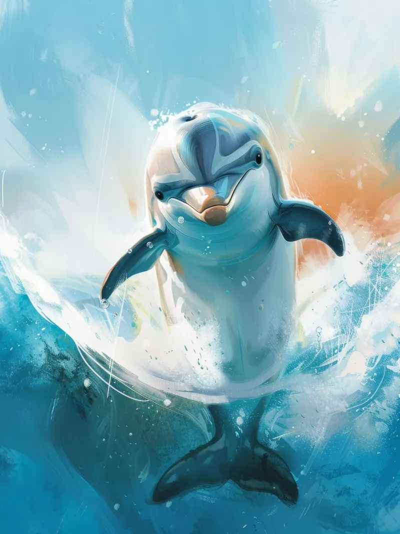 Joyful Leap: The Friendly Bottlenose Dolphin in the Wild canvas by DesignDoodle