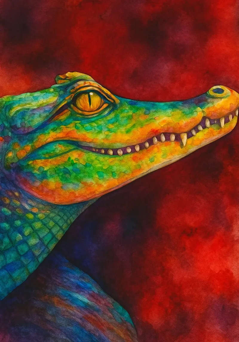 cocodrilo pintura colorida hahnemühle de toegoe
