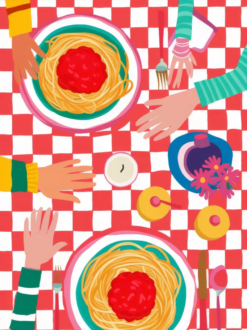 Spaghetti Checkered Table pellicola backlit da Muse Artworks