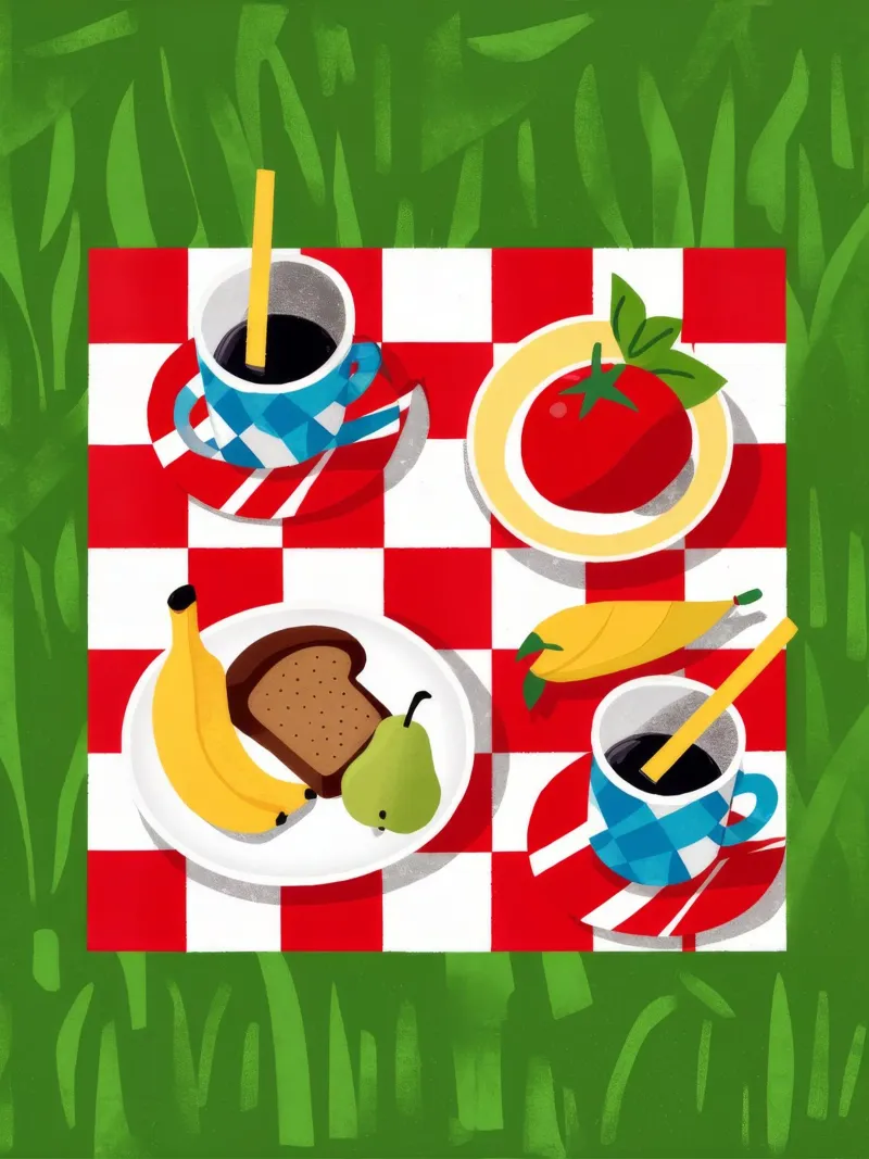 Picnic a scacchi Flatlay pellicola backlit da Muse Artworks