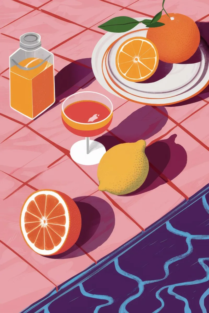 Succo di agrumi mattina poster con telaio in alluminio da Muse Artworks