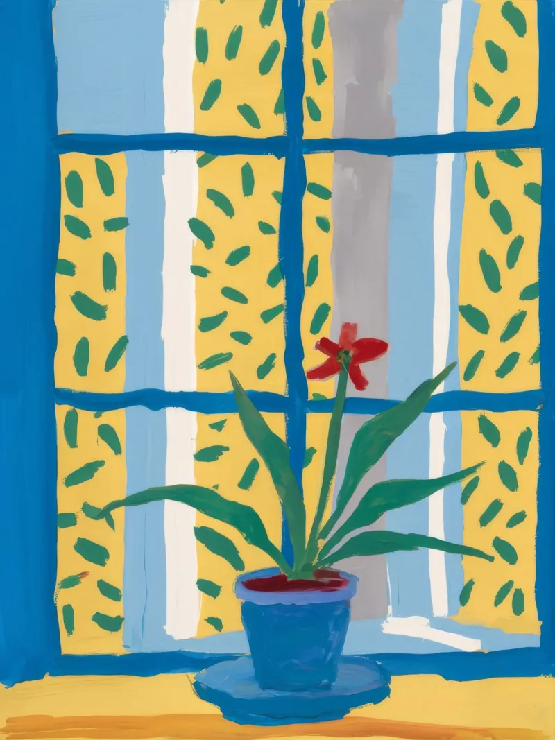 Blaue Fensterorchidee Leinwand mit Schattenfugenrahmen von FadeAura