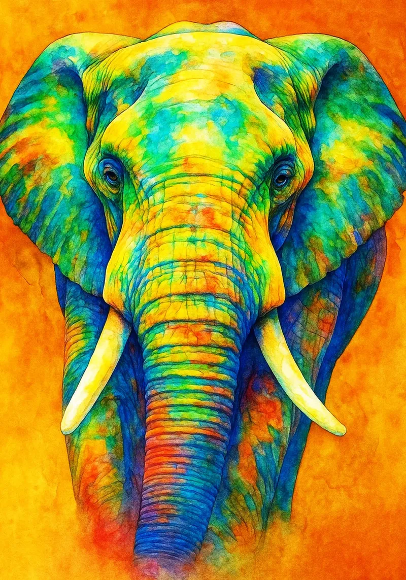 elefante pittura colorata poster da toegoe