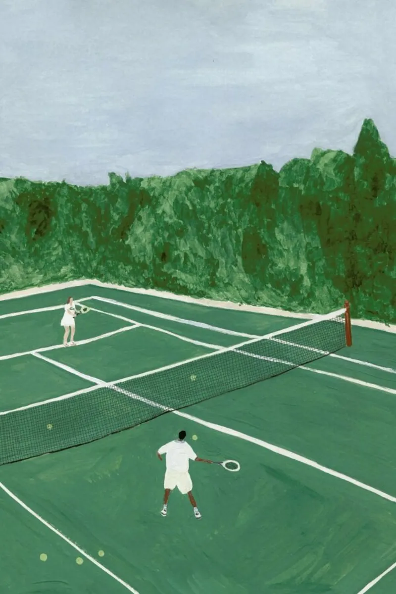 Tennis On Friday poster con telaio in alluminio da Isabelle Vandeplassche