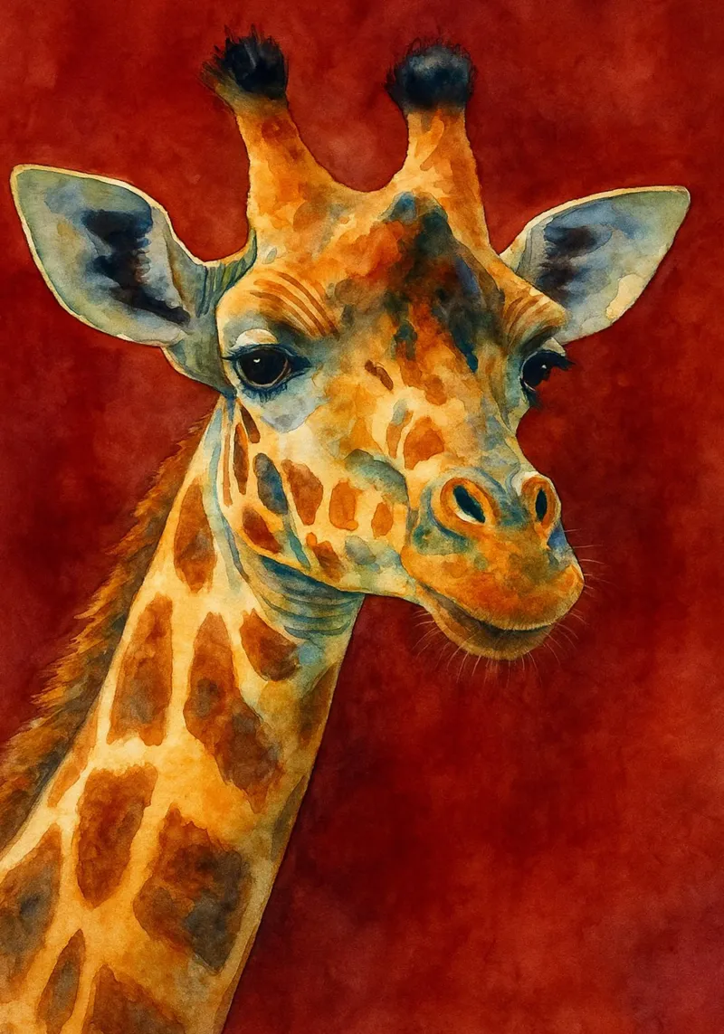 giraffa e cubo pittura colorata alluminio dibond da toegoe