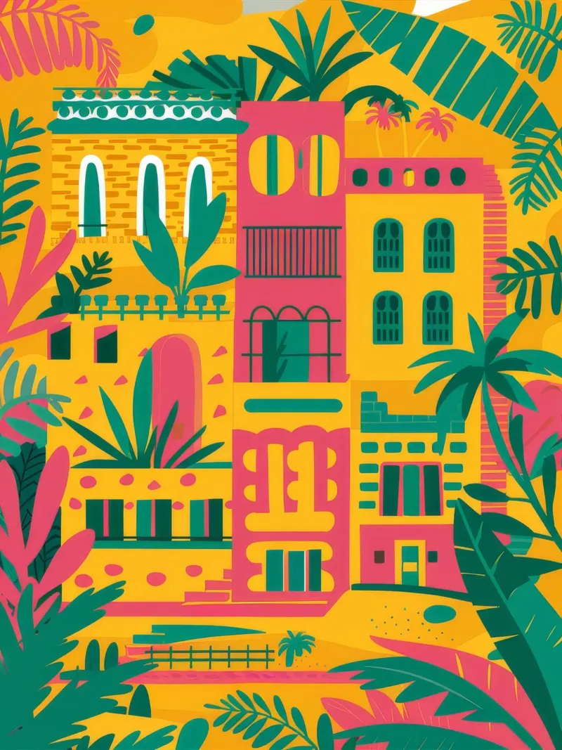 Vista Favela colorata poster con telaio in alluminio da FadeAura