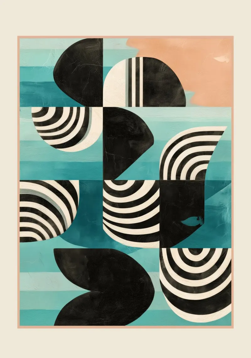 Retro Geometric Shapes 2 carta hahnemühle da Nadjaa