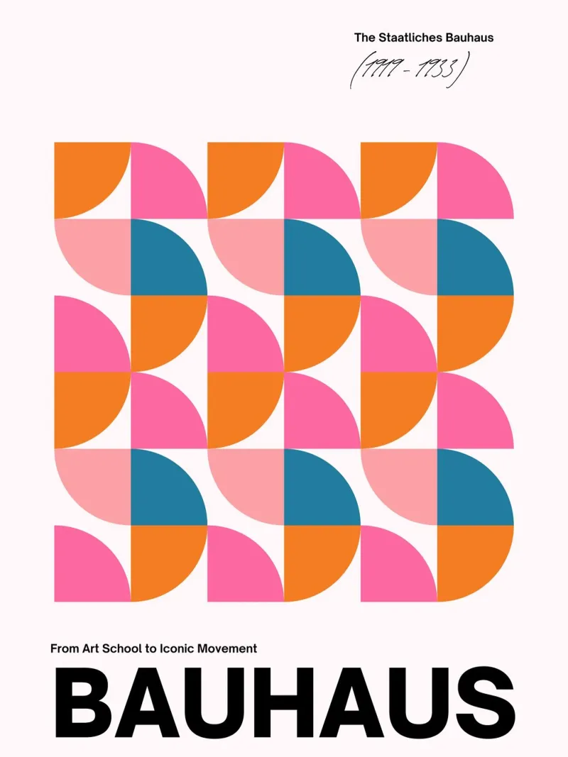 Poster Bauhaus - geometria e colori in stile retrò carta hahnemühle da Casa Calm