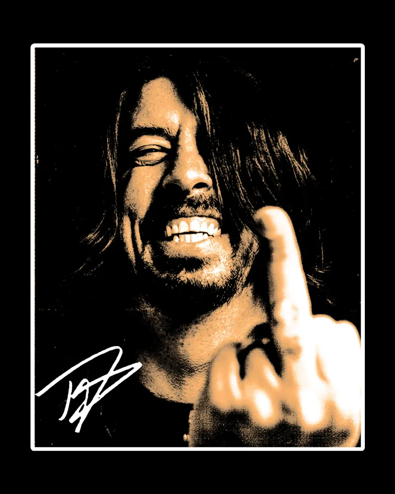 Grappige middelvinger Dave Grohl canvas met Baklijst van https://www.juniqe.com/uk/shop/Henndraws