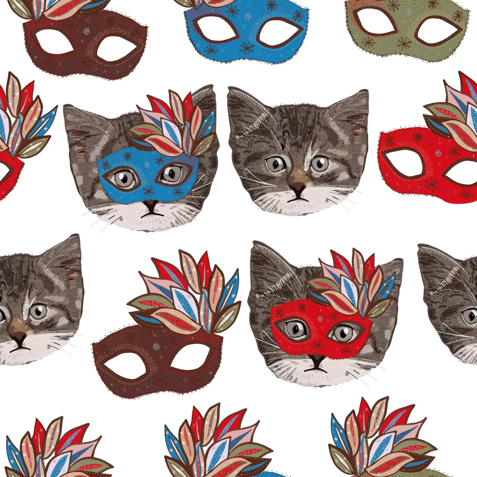 Maschera e gatto carino e simpatico poster da gulsengunel