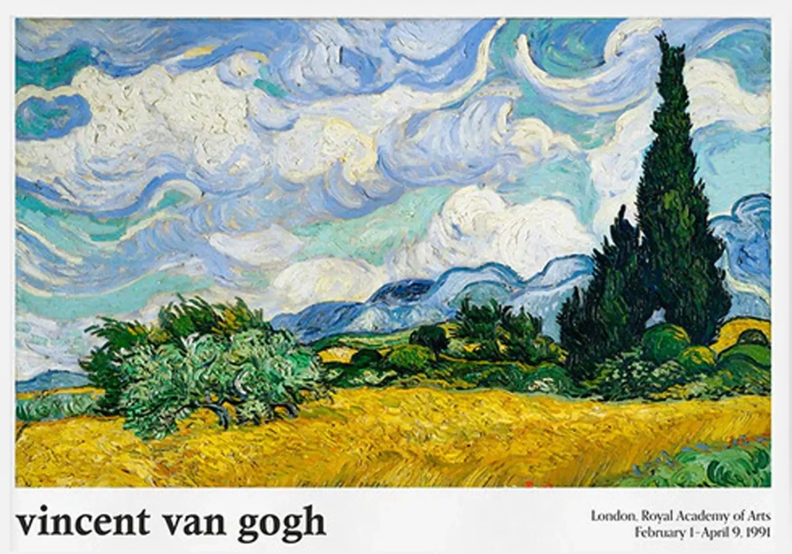 Vincent van Gogh - Campo di grano con cipressi pannello forex da ashcraft shop