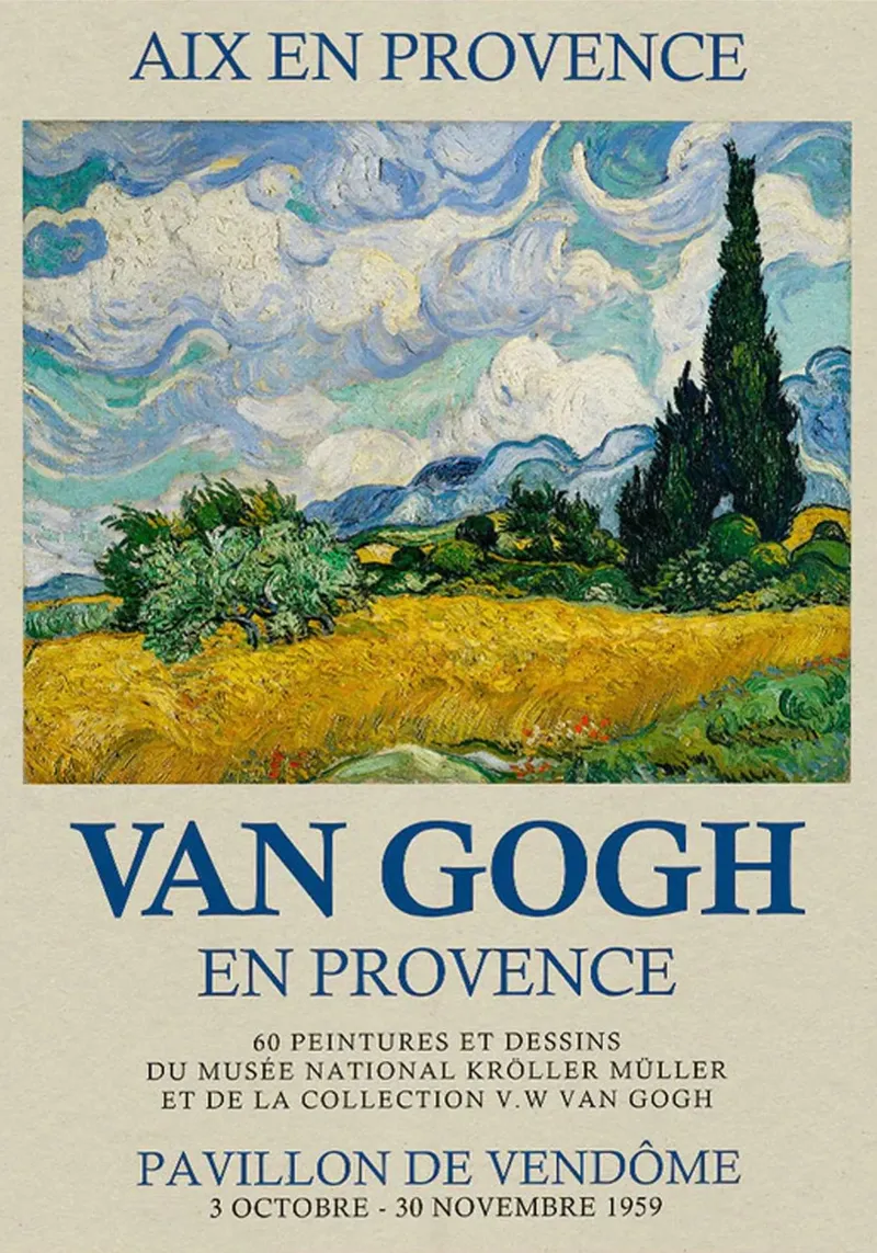 Vincent van Gogh - Wheat Field with Cypresses canvas with Floater frame by ashcraft shop