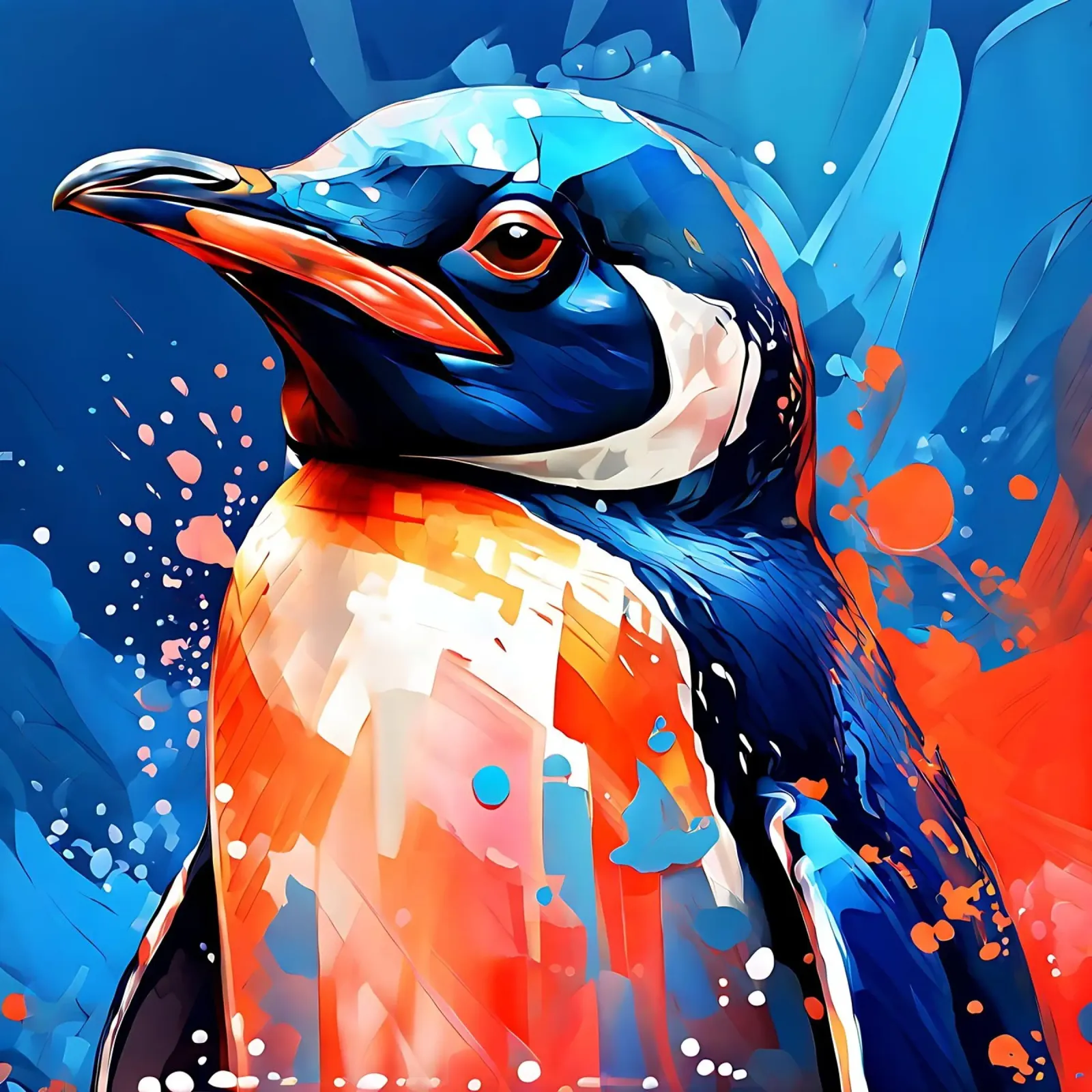Pinguino_Stil_F_1 poster con telaio in alluminio da Tierisch bunt by LK