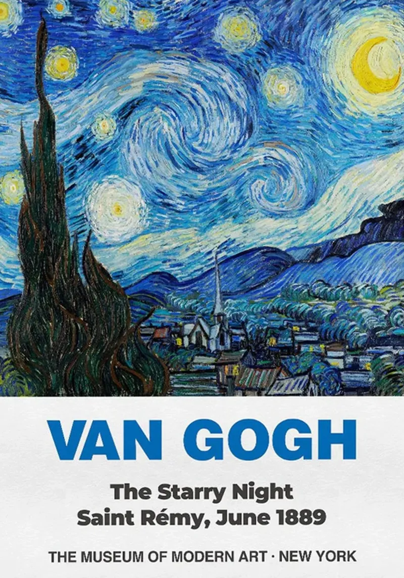 Vincent van Gogh Art Print- Starry Night (Nuit étoilée) alu dibond de ashcraft shop
