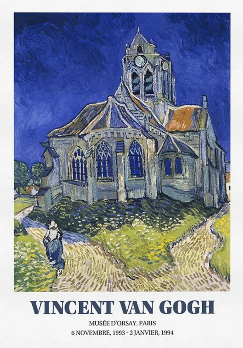 Vincent van Gogh Tentoonstellingsaffiche - Kerk bij Auvers hahnemühle van ashcraft shop