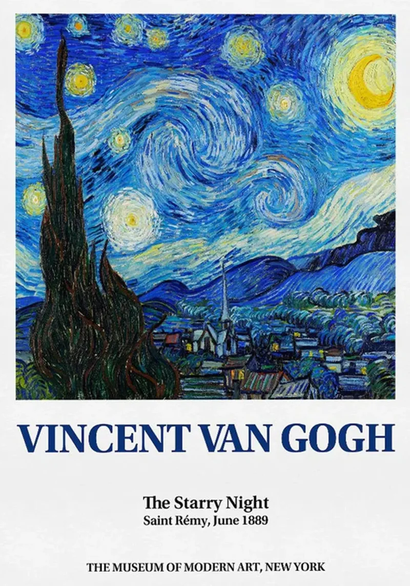 Vincent van Gogh Exhibition Poster - Starry Night alu-dibond by ashcraft shop