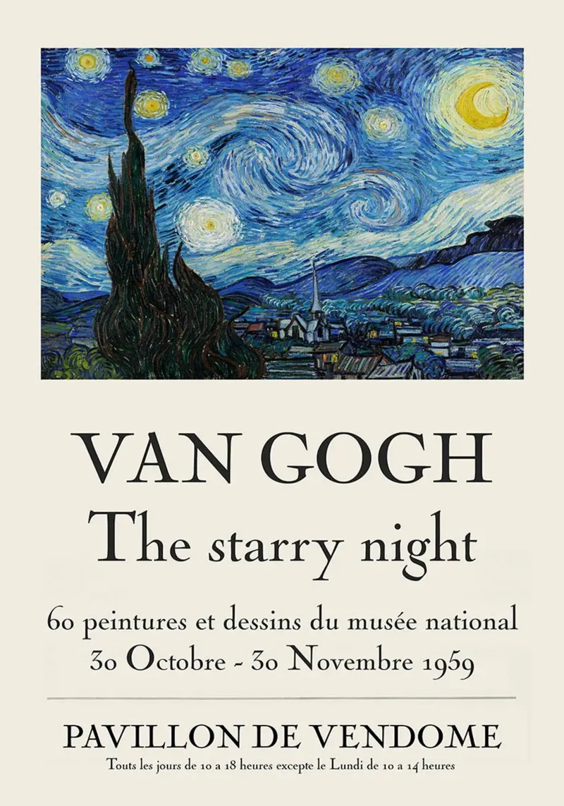 Vincent Van Gogh, poster de la nuit étoilée plexiglas de ashcraft shop