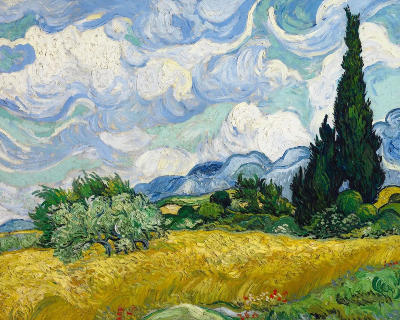 wheat field with pine trees canvas by Piper Shop Oke