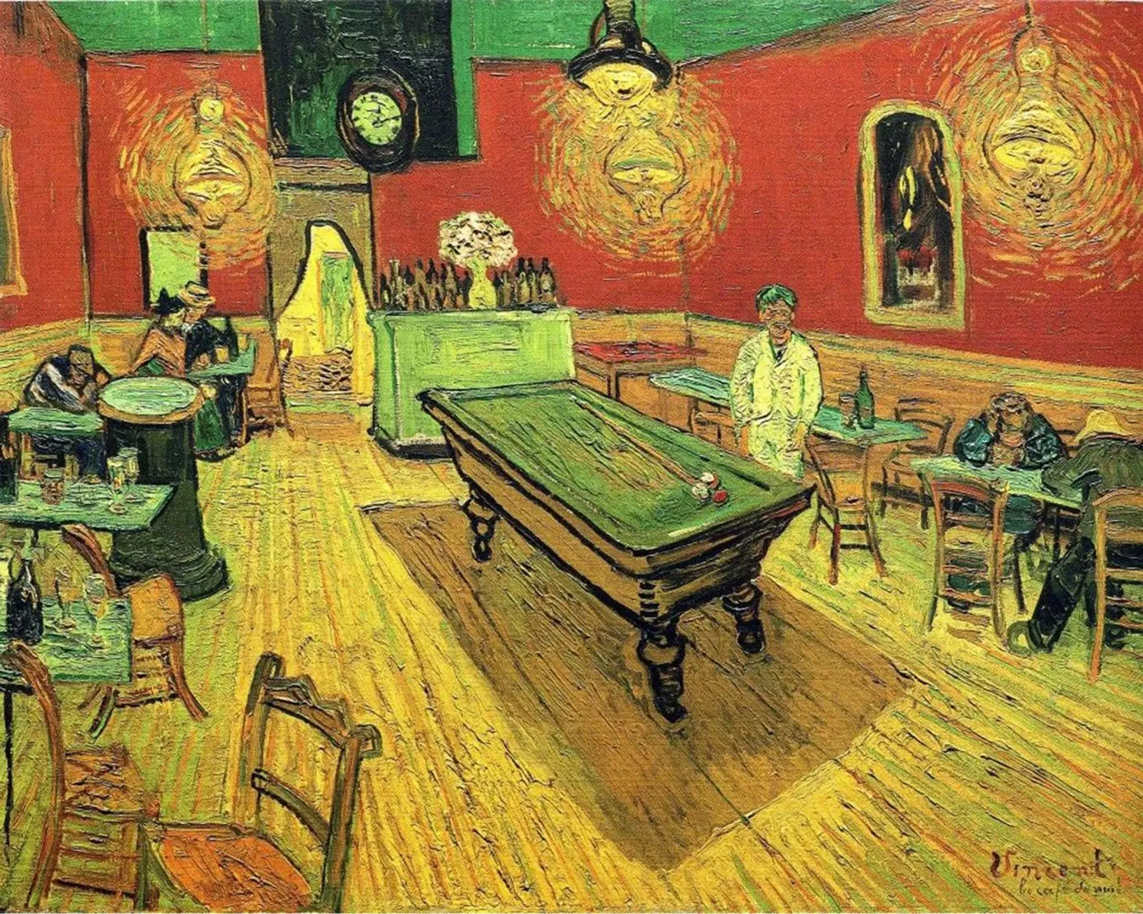 atmosfera interna di un caffè di notte poster con telaio in alluminio da Piper Shop Oke
