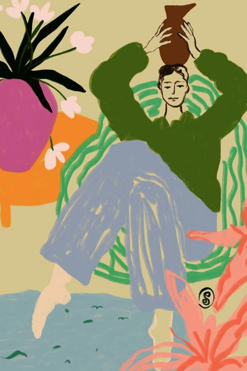Woman With Vessel Poster von Sandra Poliakov