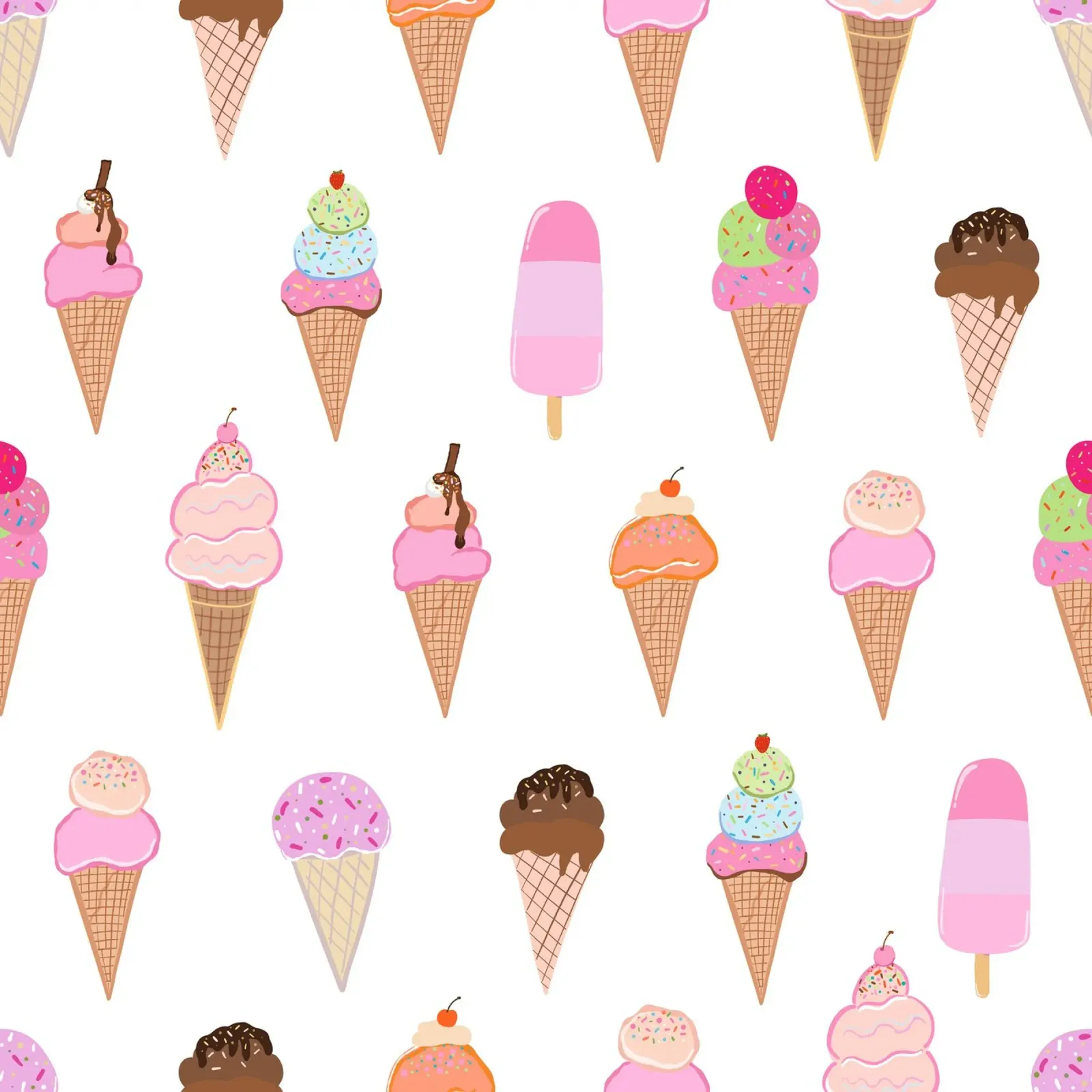 Hand drawn beautiful delicious ice creams canvas by gulsengunel