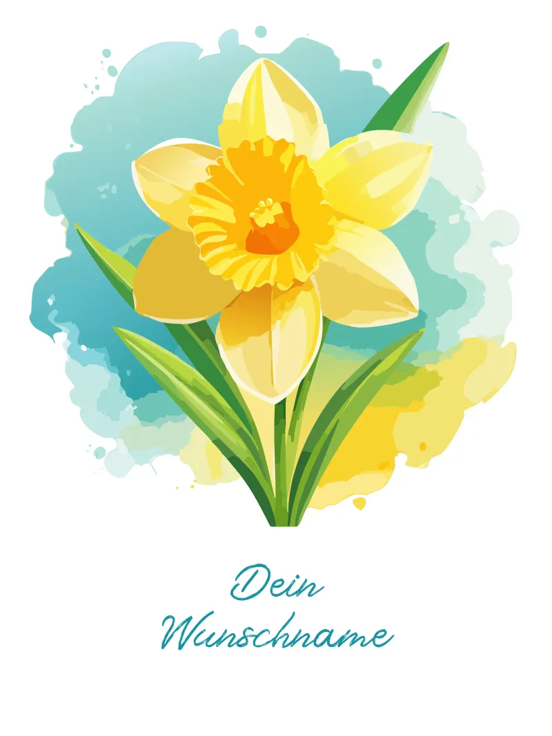 Narciso con un nome - fiore di nascita di marzo pieno di freschezza carta hahnemühle da Geburtsblume