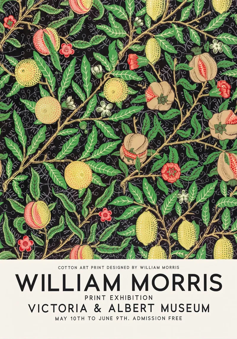 William Morris Frutti tropicali poster con telaio in alluminio da Jam Poster