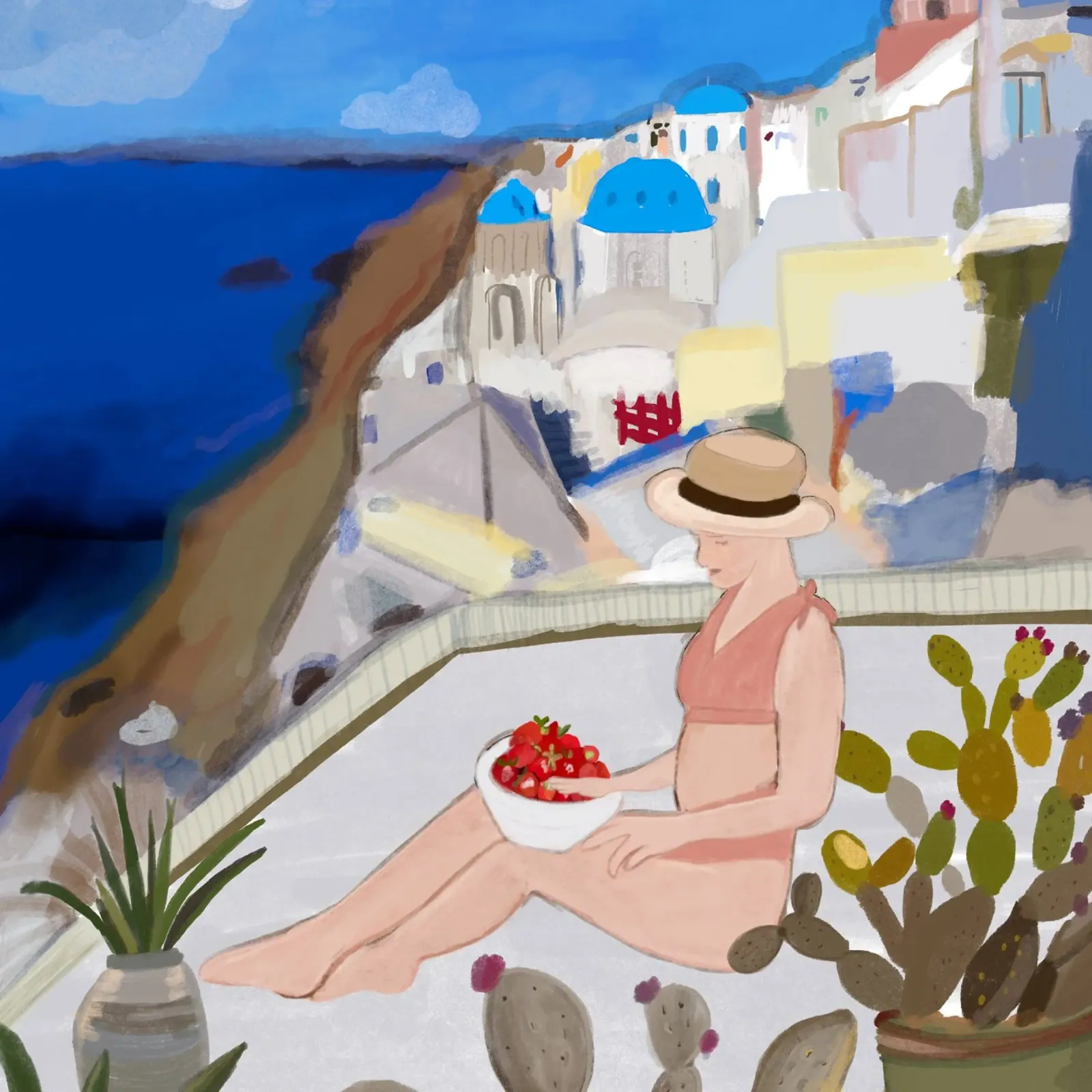 Vacanze a Santorini carta hahnemühle da gulsengunel
