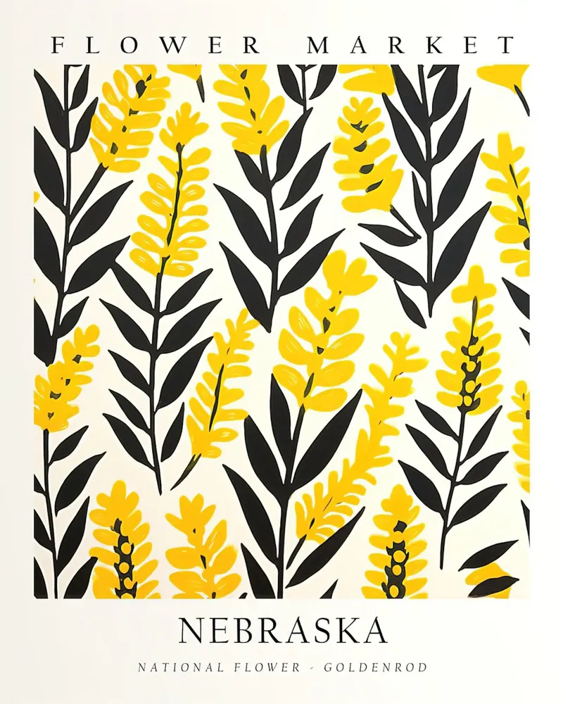 Nebraska Blumenmarkt Leinwand mit Schattenfugenrahmen von harris shop