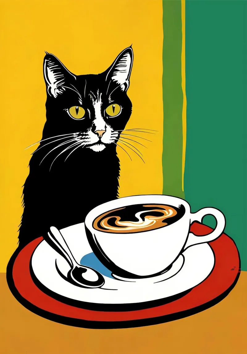 Gatto e caffè pellicola backlit da Arjun