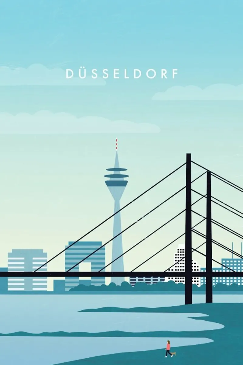 Düsseldorf poster con telaio in legno da Katinka Reinke