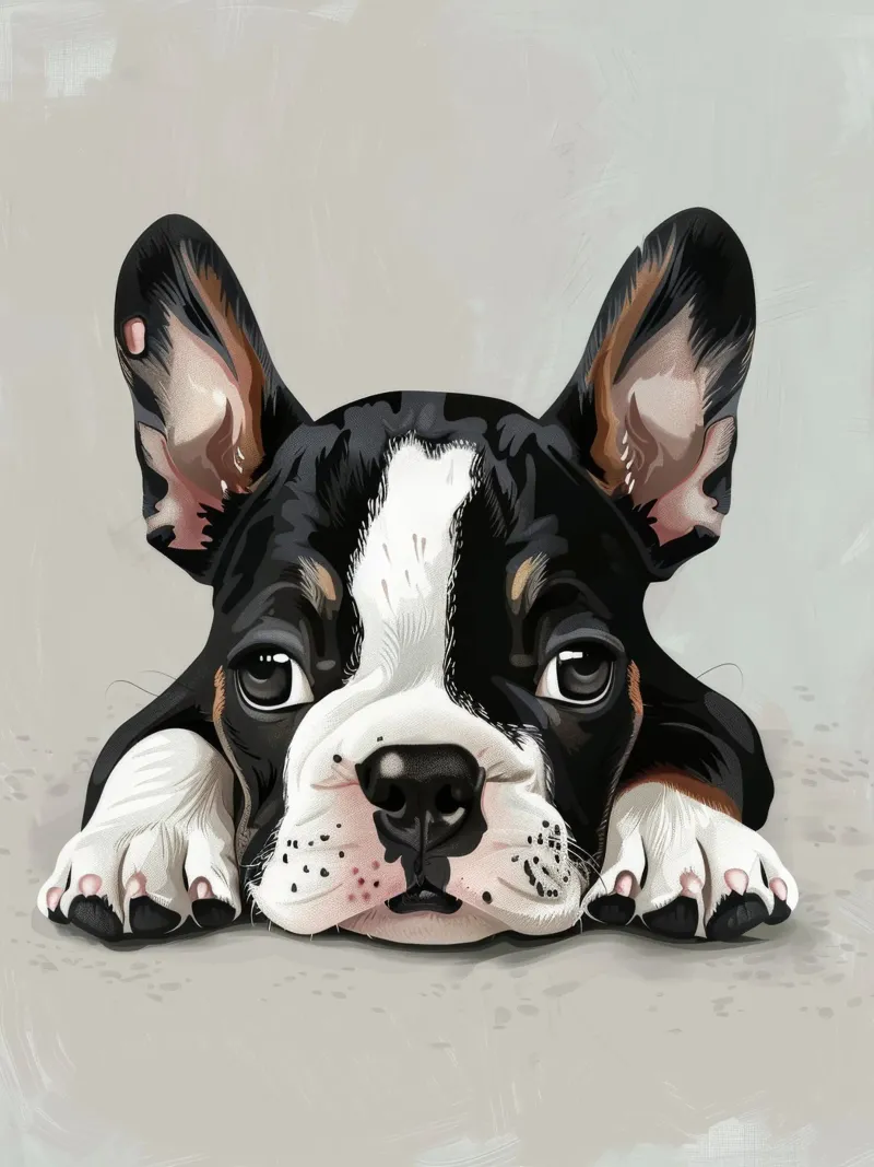 A Bulldog Puppy Resting with Soft Eyes and a Calm Expression canvas by DesignDoodle