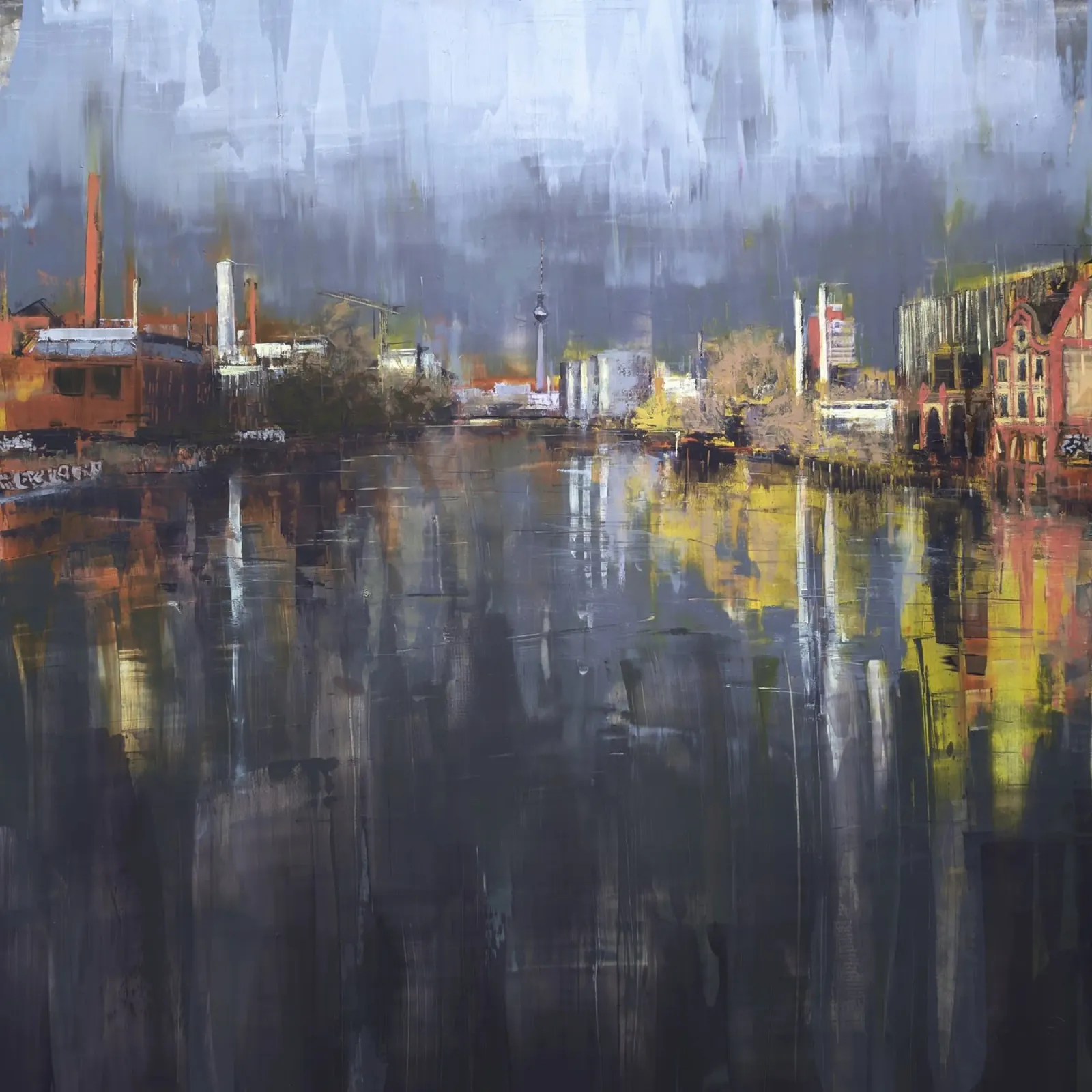 BERLINO_25_01: Pittura, Skyline in una mattina d'autunno pellicola backlit da Eduard Warkentin Art