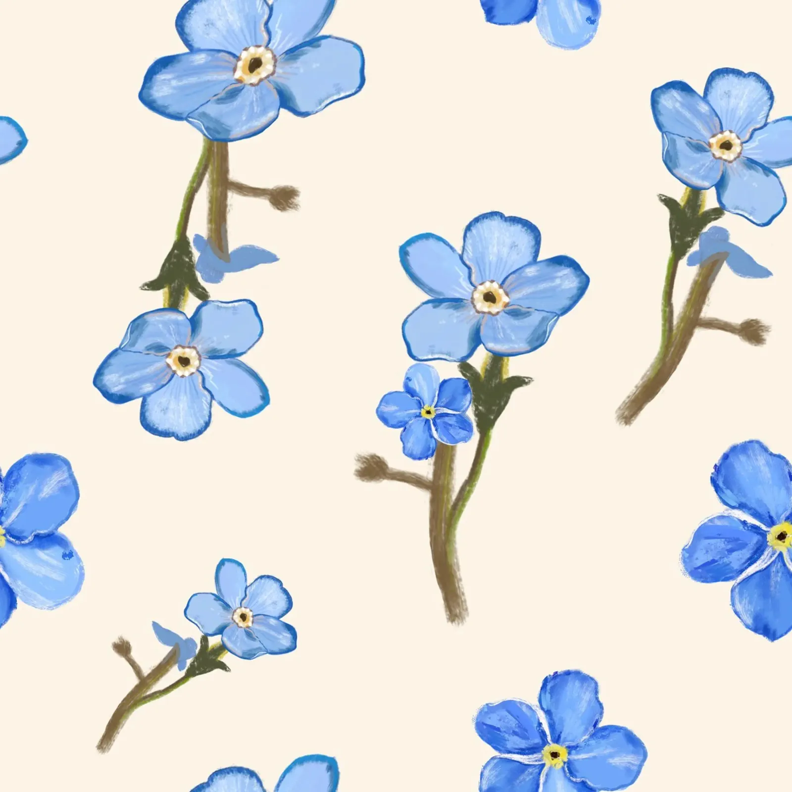 Fleurs bleues isolées toile de gulsengunel