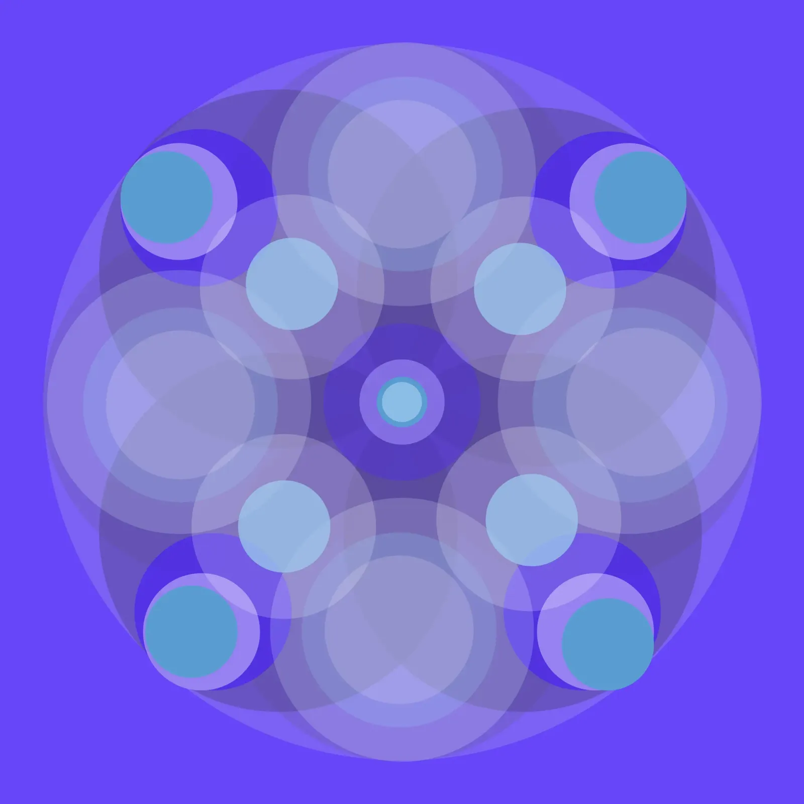 Blau-lila abstrakte retro Blume Mandala vor Blau poster con telaio in plastica da Lilou Art