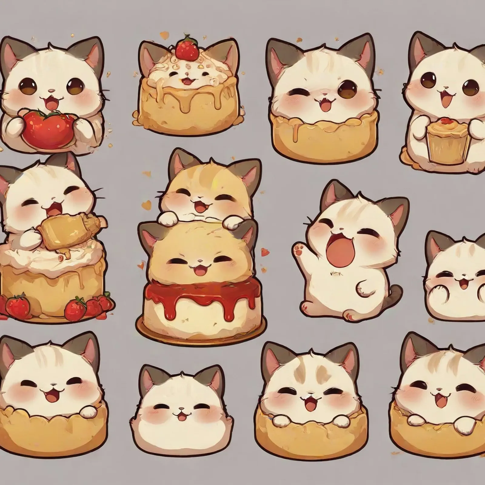 Gatto carino e pane alle fragole poster con telaio in plastica da brockcon Shop