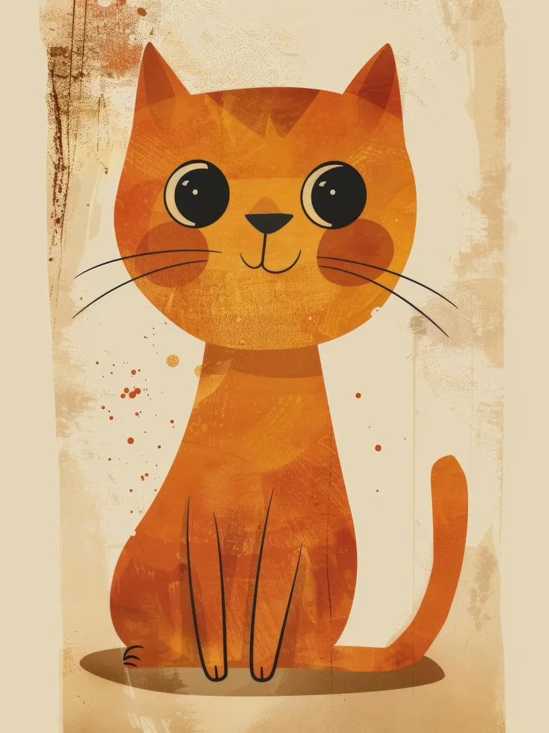 gatto arancione brillante e allegro con occhi grandi e muso felice pellicola backlit da DesignDoodle